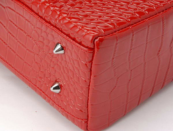 replica jumbo lady dior crocodile leather bag 6322 red